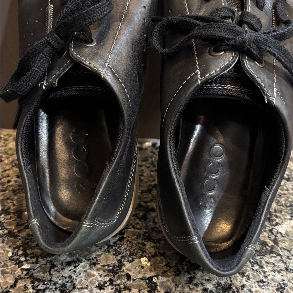 Ecco Collin Black Leather Casual Sneakers Size 44 - Picture 6 of 11
